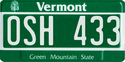 VT license plate OSH433