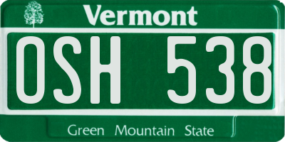 VT license plate OSH538