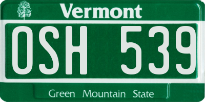 VT license plate OSH539