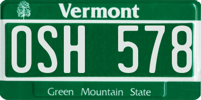 VT license plate OSH578