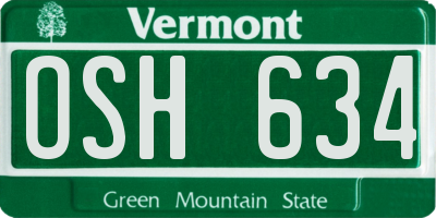 VT license plate OSH634
