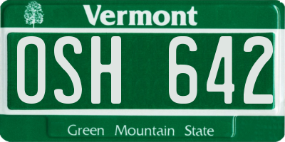 VT license plate OSH642