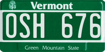 VT license plate OSH676