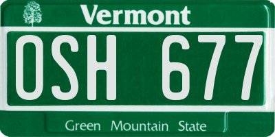 VT license plate OSH677