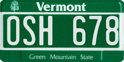 VT license plate OSH678