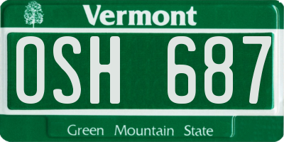 VT license plate OSH687
