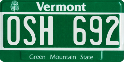 VT license plate OSH692