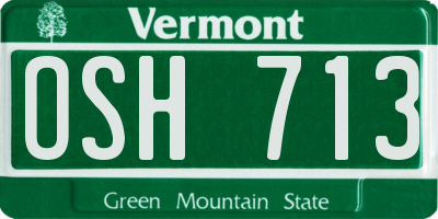 VT license plate OSH713