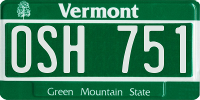 VT license plate OSH751