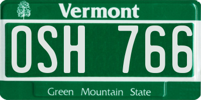 VT license plate OSH766