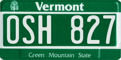 VT license plate OSH827