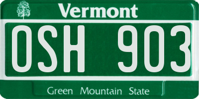 VT license plate OSH903
