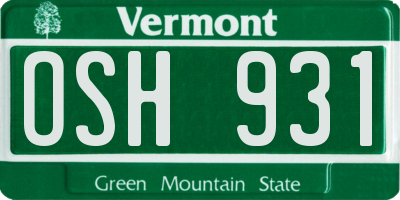 VT license plate OSH931