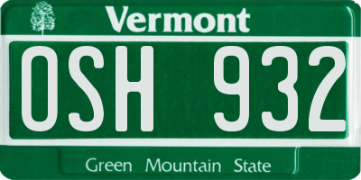 VT license plate OSH932