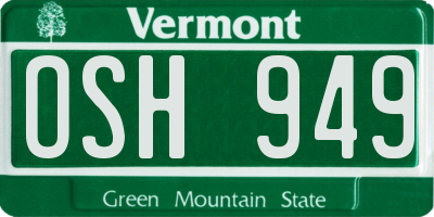 VT license plate OSH949