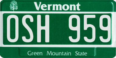 VT license plate OSH959