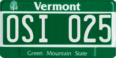 VT license plate OSI025