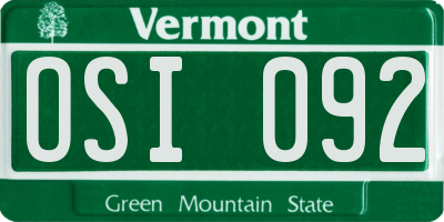 VT license plate OSI092