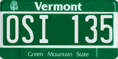 VT license plate OSI135