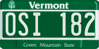 VT license plate OSI182