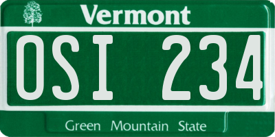 VT license plate OSI234