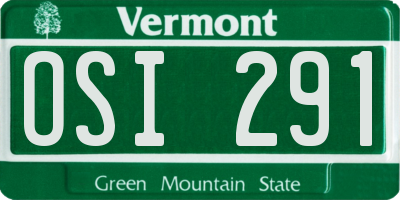 VT license plate OSI291