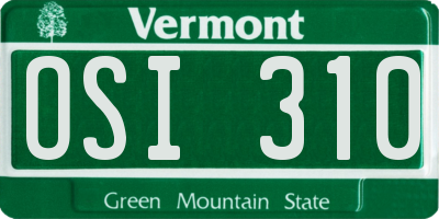 VT license plate OSI310