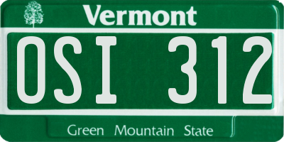 VT license plate OSI312