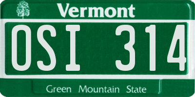 VT license plate OSI314