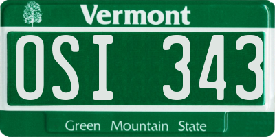 VT license plate OSI343