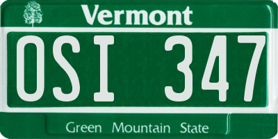 VT license plate OSI347