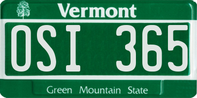 VT license plate OSI365