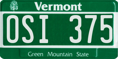 VT license plate OSI375