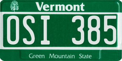 VT license plate OSI385