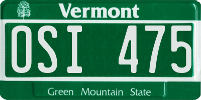 VT license plate OSI475