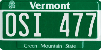 VT license plate OSI477