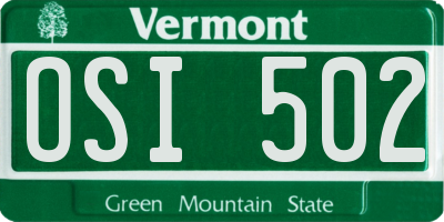 VT license plate OSI502