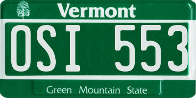 VT license plate OSI553