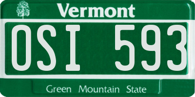 VT license plate OSI593