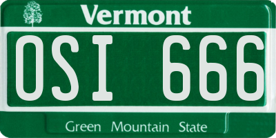VT license plate OSI666