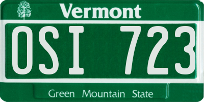 VT license plate OSI723
