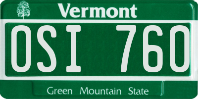 VT license plate OSI760