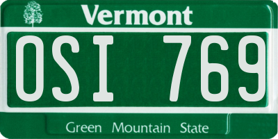 VT license plate OSI769