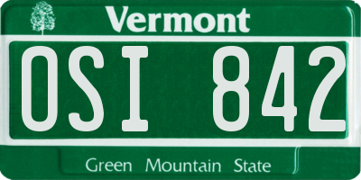 VT license plate OSI842