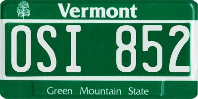 VT license plate OSI852