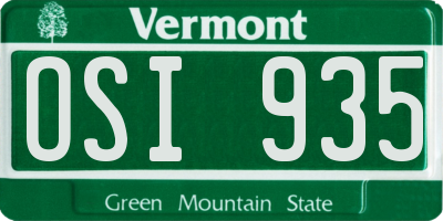 VT license plate OSI935