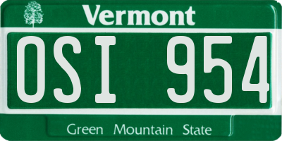 VT license plate OSI954