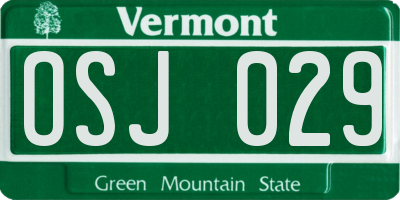 VT license plate OSJ029