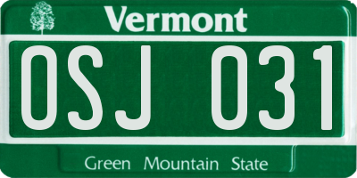 VT license plate OSJ031