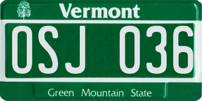 VT license plate OSJ036